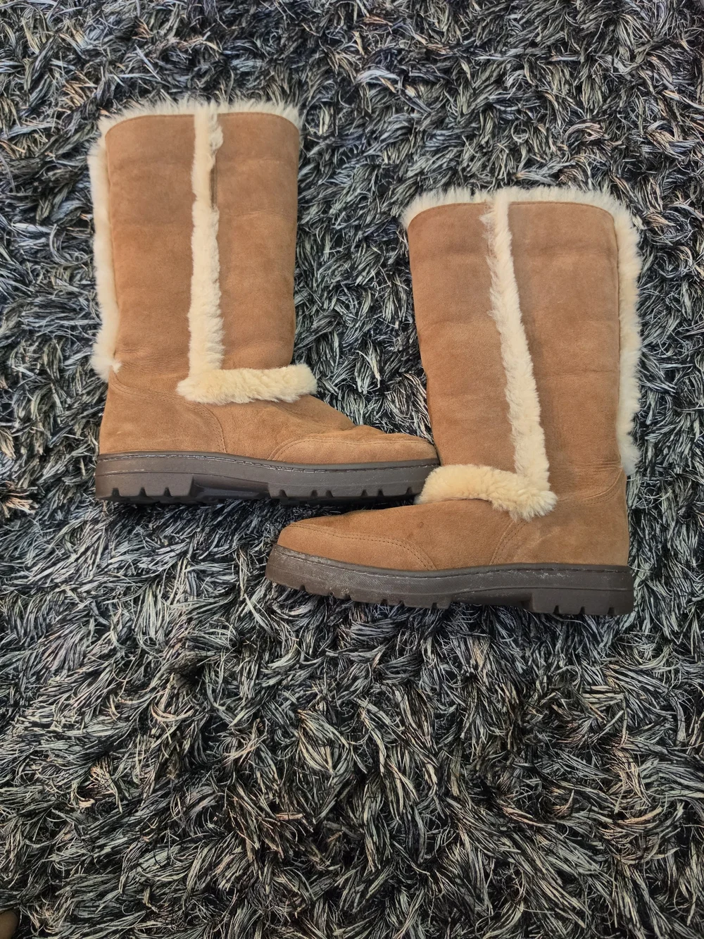 UGG Chestnut Suede Shearling Mid-Calf Boots